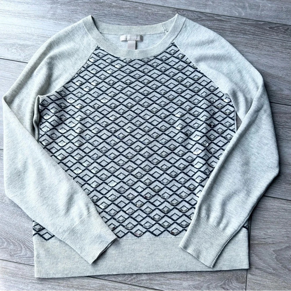 Banana Republic EMBELLISHED GEO  PRINT PULLOVER Wool Blend Sweater - Picture 4 of 15